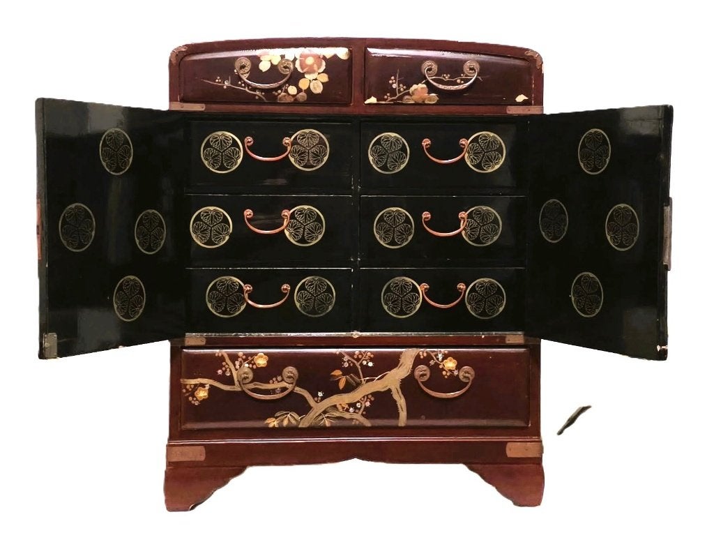 Petit meuble, armoire japonaise, laque nacrée., Enlèvement ou Envoi