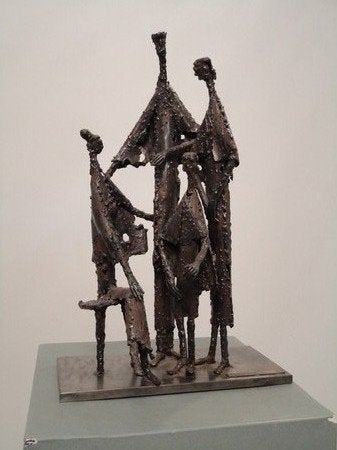 Beeld van Karel Moreels metaal sculptuur, De Familie., Antiek en Kunst, Ophalen, Gemerkt, Metaal, Beeld