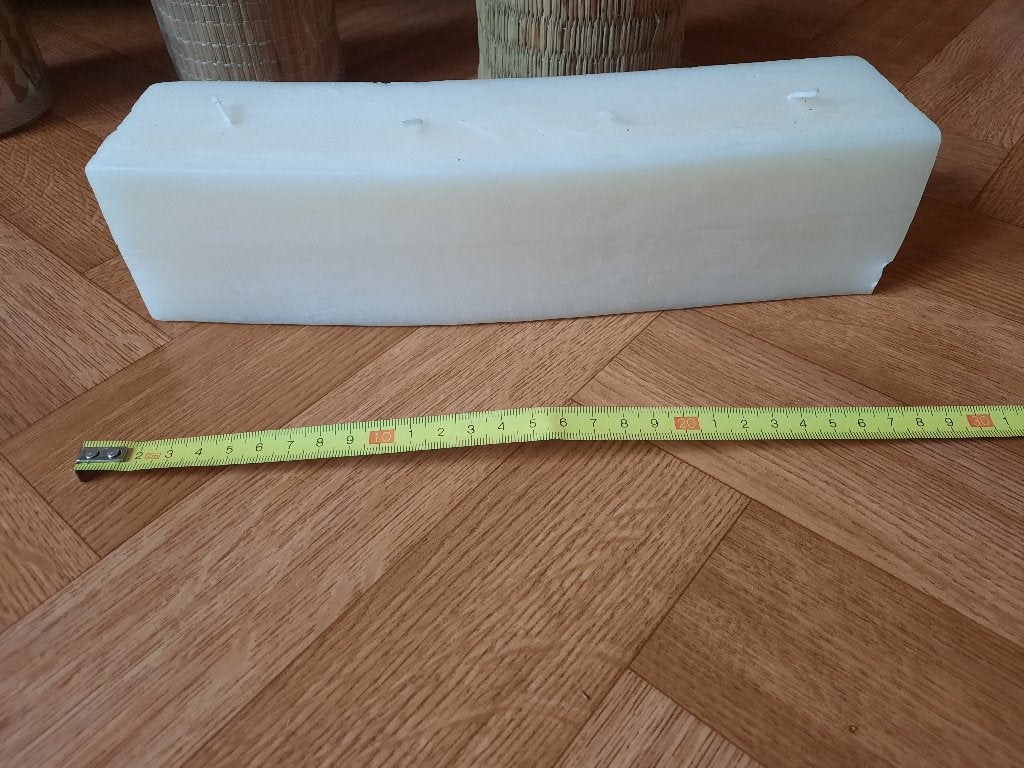 mooie nieuwe beige blok kaars met 4 lonten, Ophalen of Verzenden, Nieuw, Beige, Kaars