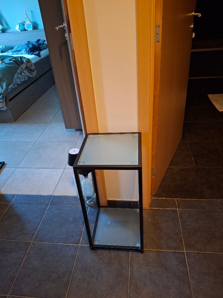 Bijzettafeltje met verlichting, Huis en Inrichting, Rechthoekig, Ophalen, 45 tot 60 cm, Glas