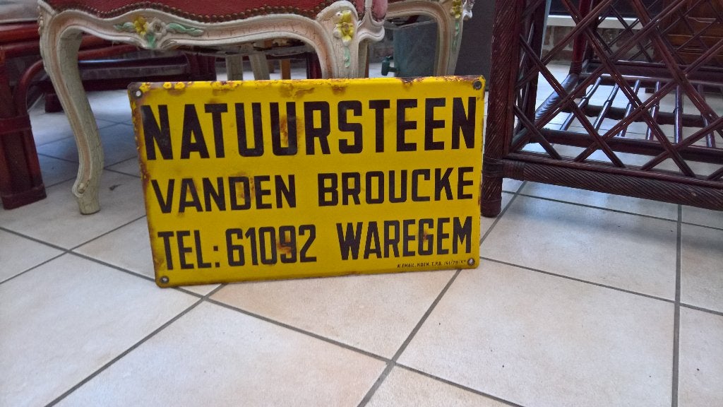 Oud  emailbord  getekend  jaren  1957, Ophalen, Gebruikt, Reclamebord