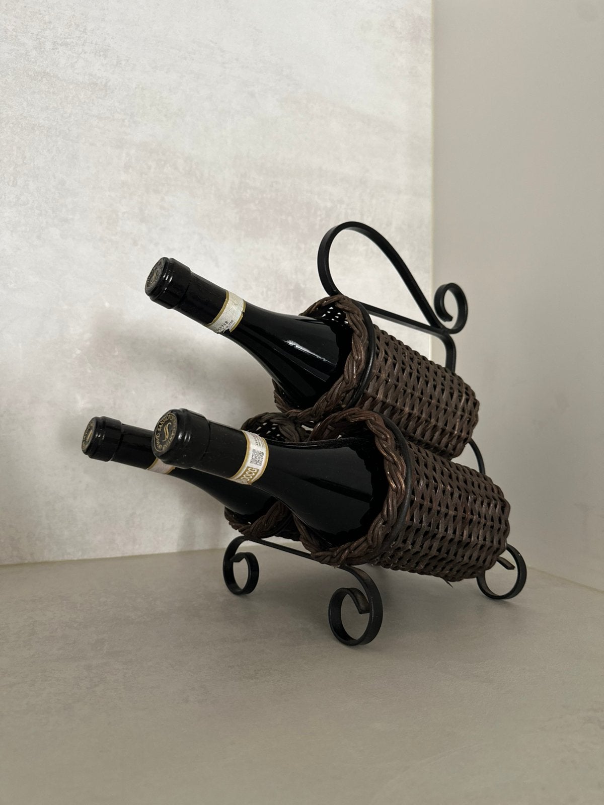 Casier à vin pour 3 bouteilles - Métal, bois et osier, Enlèvement ou Envoi, Comme neuf, Bois