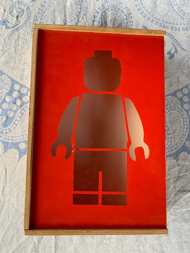 LEGO: HOUTEN OPBERGBOX MET LOGO MINIFIG, Ophalen of Verzenden, Gebruikt, Lego
