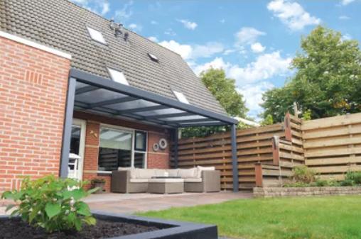 Terrasoverkapping afdak 'comfort' antraciet OVERSTOCK, Enlèvement, Neuf