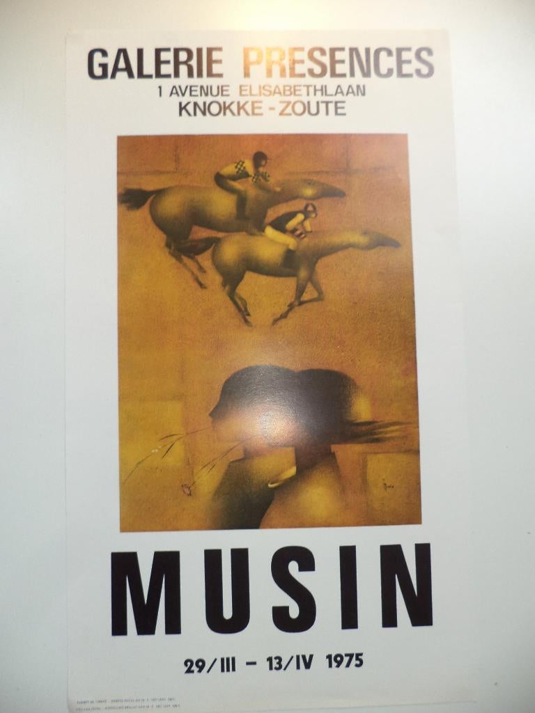 1975 VTG affiche expo Maurice MUSIN Knokke galerie Présences, Enlèvement ou Envoi