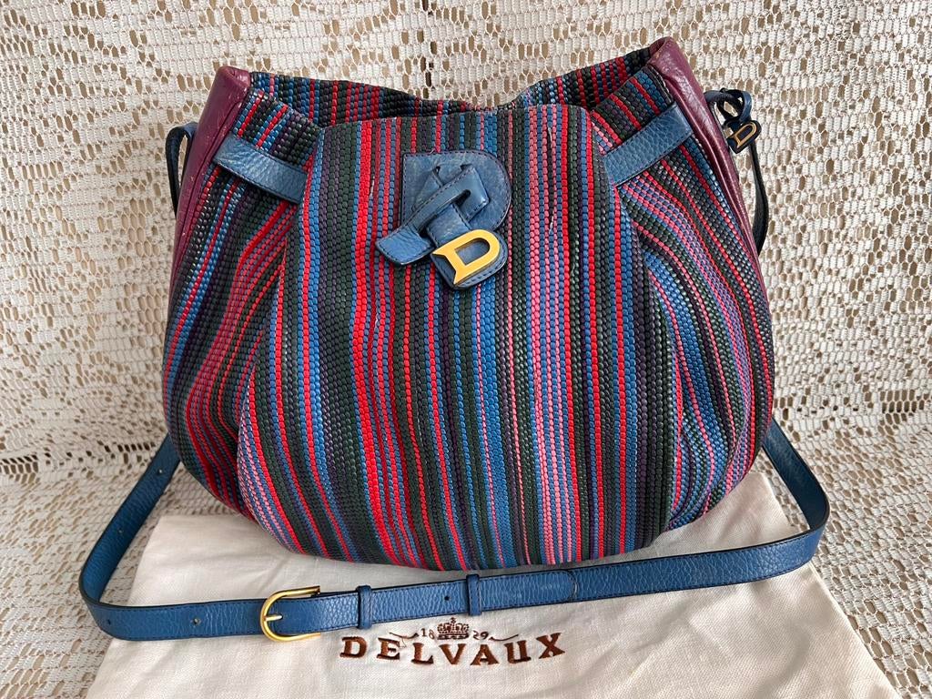 Sac DELVAUX cuir tressé multicolore, Enlèvement ou Envoi, Comme neuf, Cuir