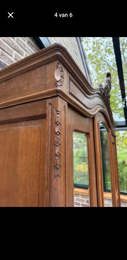 Franse Drie-Deurs Kleerkast met Spiegels - Louis XV-stijl, Antiek en Kunst, Ophalen