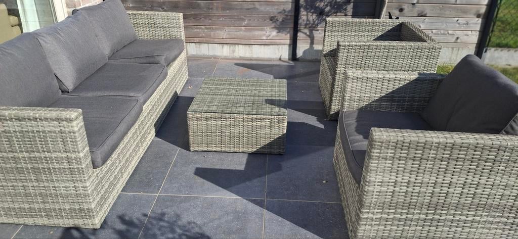 Prachtige loungeset VINCI 3zit en 2 eenzit met kussens, Tuin en Terras, Terrasdelen en Vlonders, Ophalen, Zo goed als nieuw, Kunststof