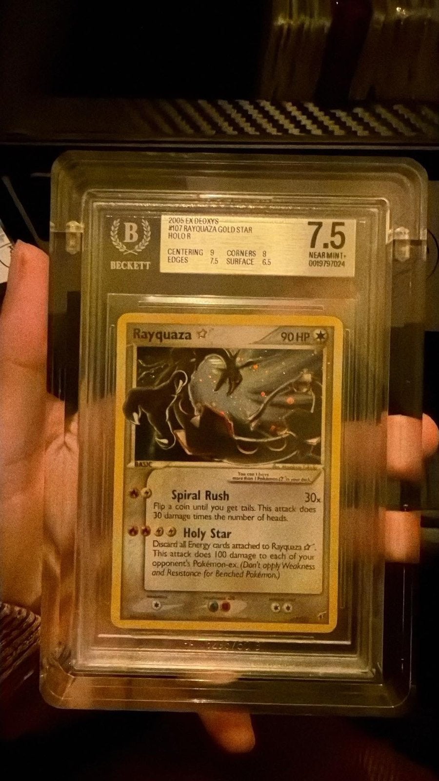 Rayquaza goldstar becket 7.5, Hobby en Vrije tijd, Ophalen, Zo goed als nieuw