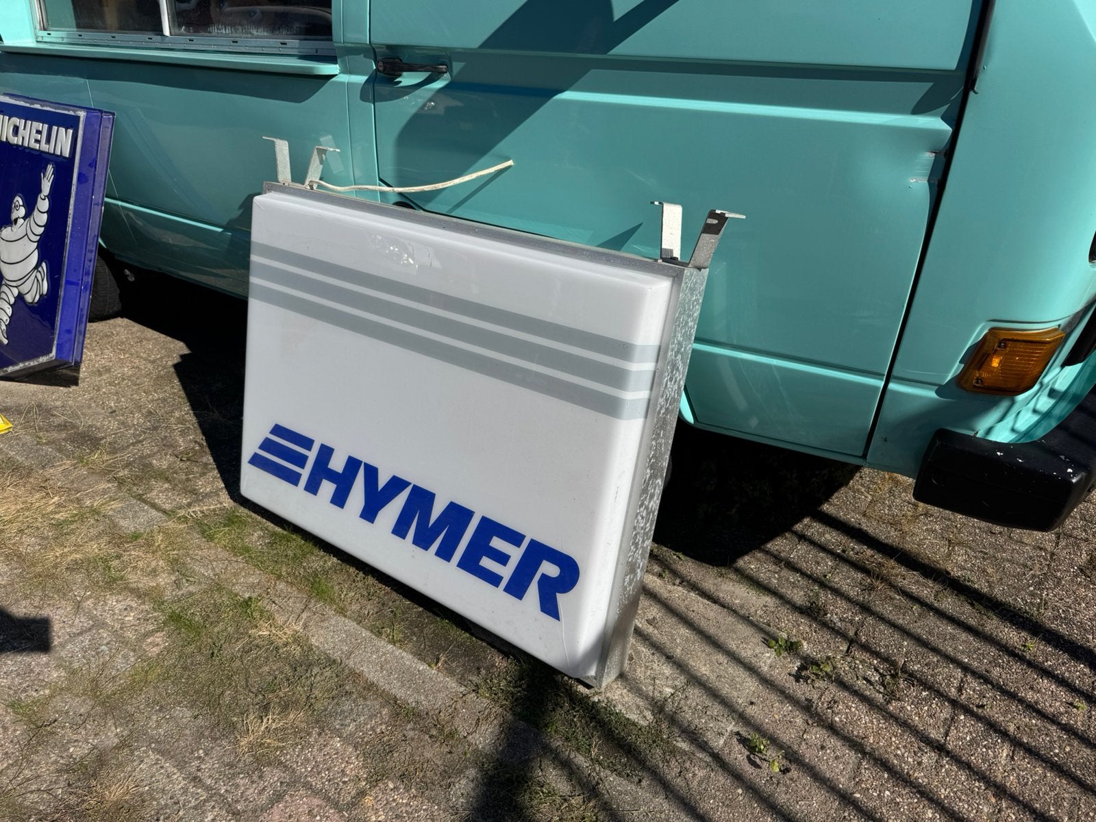 Ancienne boîte à lumière publicitaire Hymer, Collections, ., Enlèvement, Utilisé, .