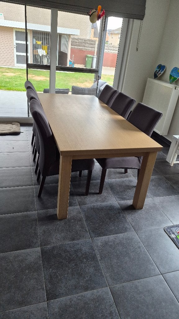 Mooie eettafel +6stoelen, Ophalen, Eikenhout, 200 cm of meer, 50 tot 100 cm