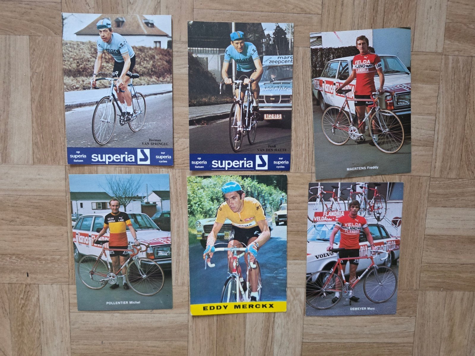 6 cartes postales - cyclistes, Enlèvement ou Envoi