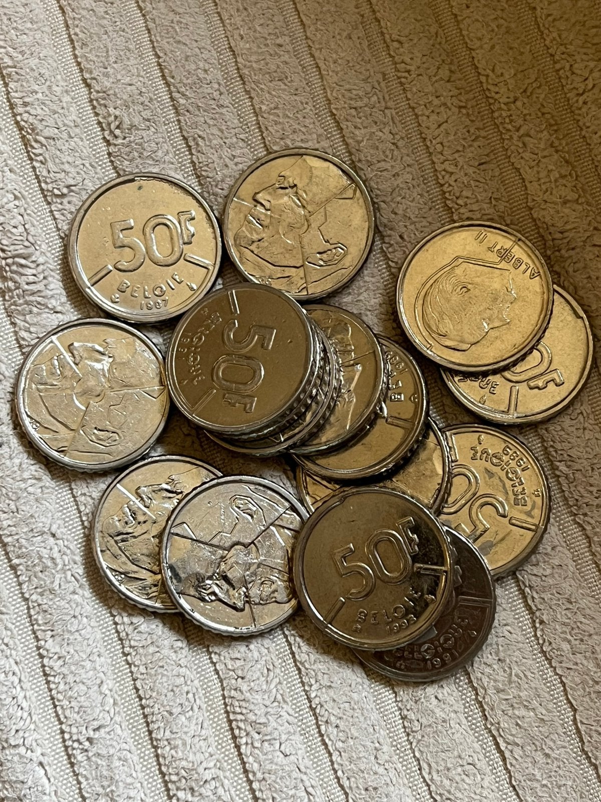 Lot de 15 pièces de 50 francs belges, Enlèvement ou Envoi, Monnaie