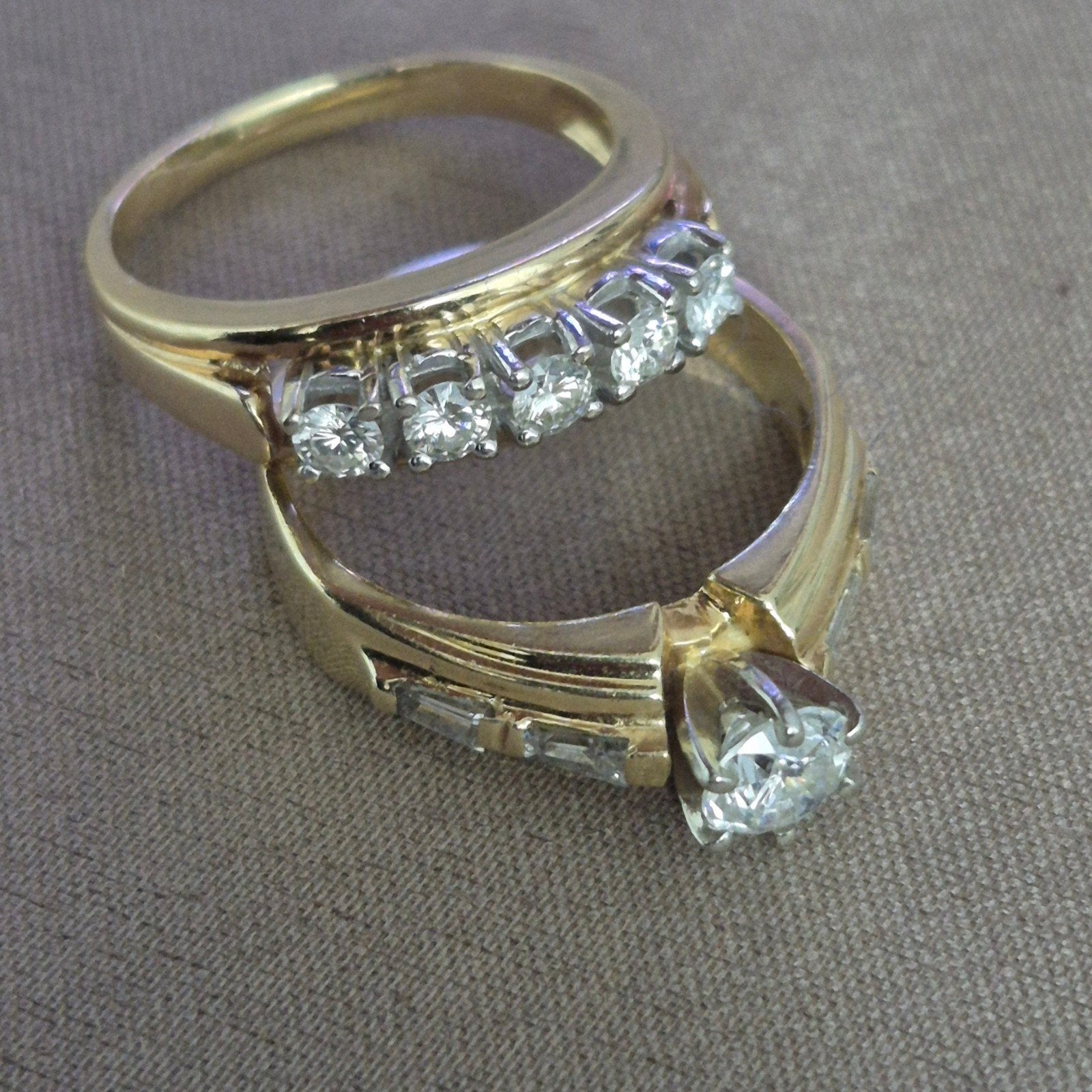 Diamant ringe 2 stuk 14 karaat heel mooi ringe, Handtassen en Accessoires, Ophalen, Zo goed als nieuw, Met edelsteen, Dame