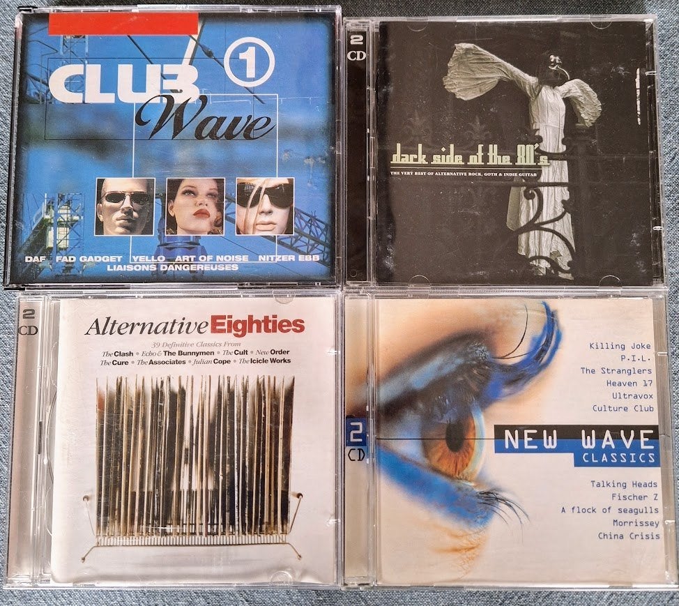 4 compilatiecd's - eighties New wave, CD & DVD, CD | Rock, Utilisé, Alternatif, Enlèvement