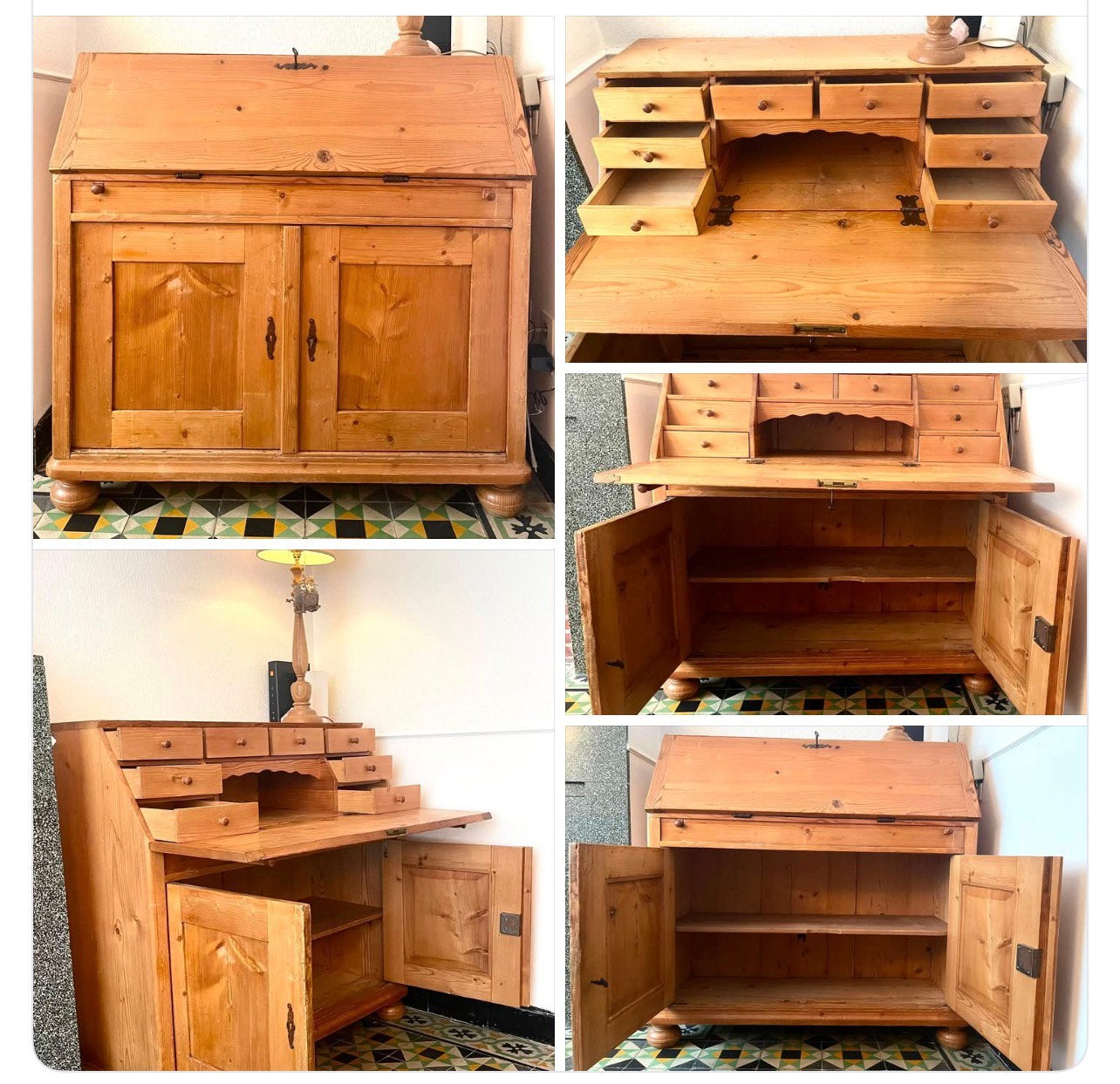 Ancien secrétaire en pin à vendre, Maison & Meubles, Enlèvement, Utilisé