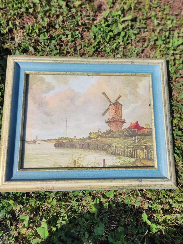 Cadre peinture moulin, Antiquités & Art, Art | Peinture | Classique, Enlèvement ou Envoi