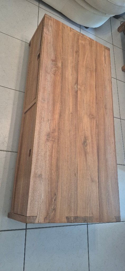 Table basse en teck avec deux tiroirs, Teck, 100 à 150 cm, Comme neuf, Enlèvement