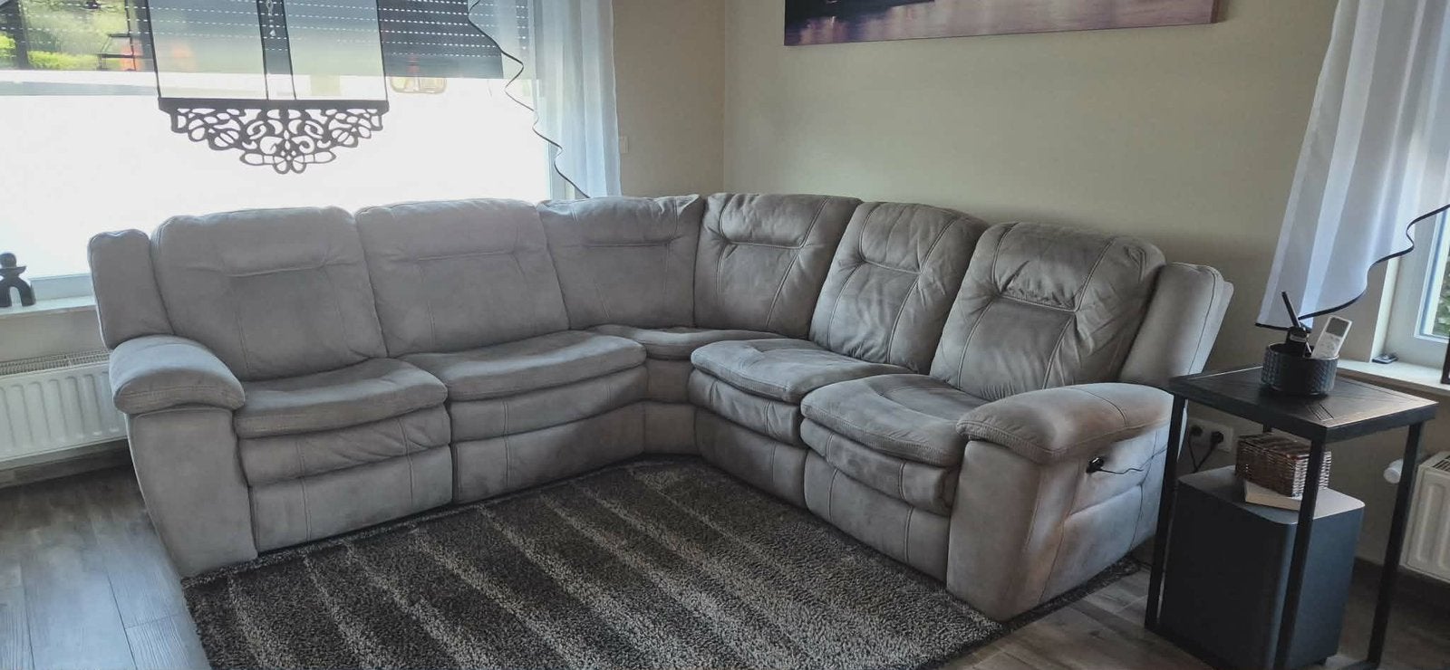 Grote hoekzetel / loungesofa in grijze kleur., Ophalen, 250 tot 300 cm, Hoekbank, Zo goed als nieuw