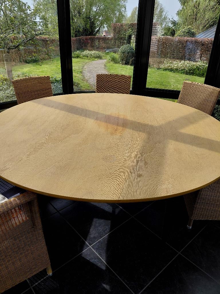 2 stuks ronde opklapbare tafel horeca 180 cm, Ophalen, 150 tot 200 cm, Rond, Zo goed als nieuw