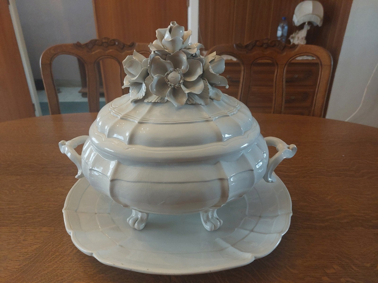 vintage witte keramische soepterrine, Enlèvement