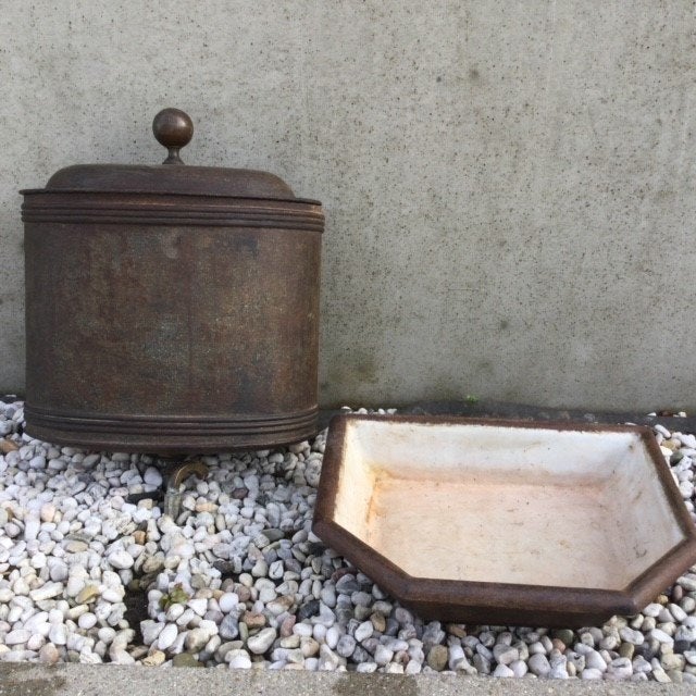 Waterbak + kom gietijzer met emaille, Antiek en Kunst, Ophalen
