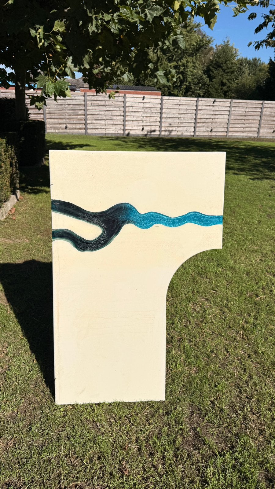 Epoxy riviertafel / bureautafel – unieke handgemaakte tafel, Huis en Inrichting, Ophalen, Gebruikt