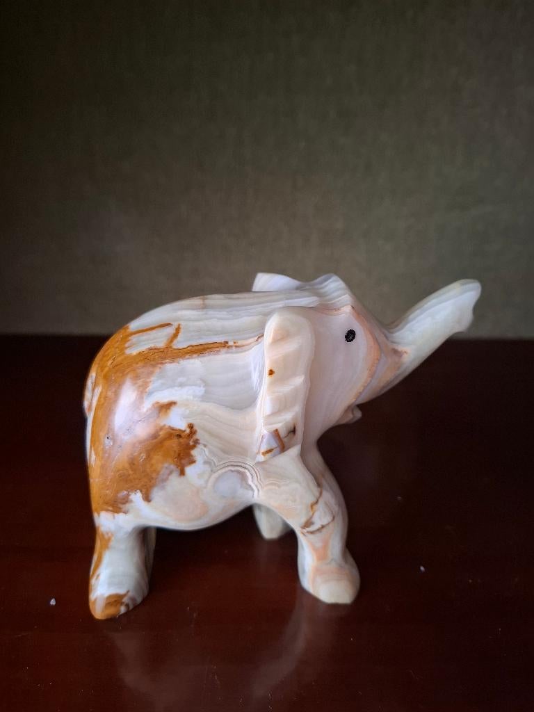 Vintage zwaan en olifant in onyx-marmer, Enlèvement ou Envoi, Comme neuf