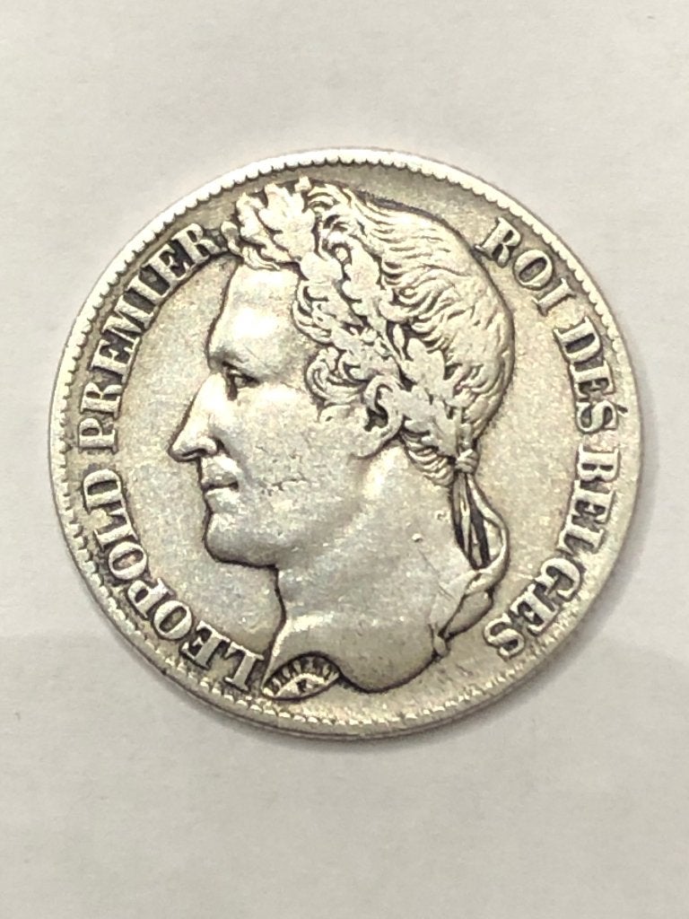 Munt zilver België 1 FR Leop I gelauwerd jaartal 1835, Zilver, Ophalen of Verzenden, Losse munt, Zilver