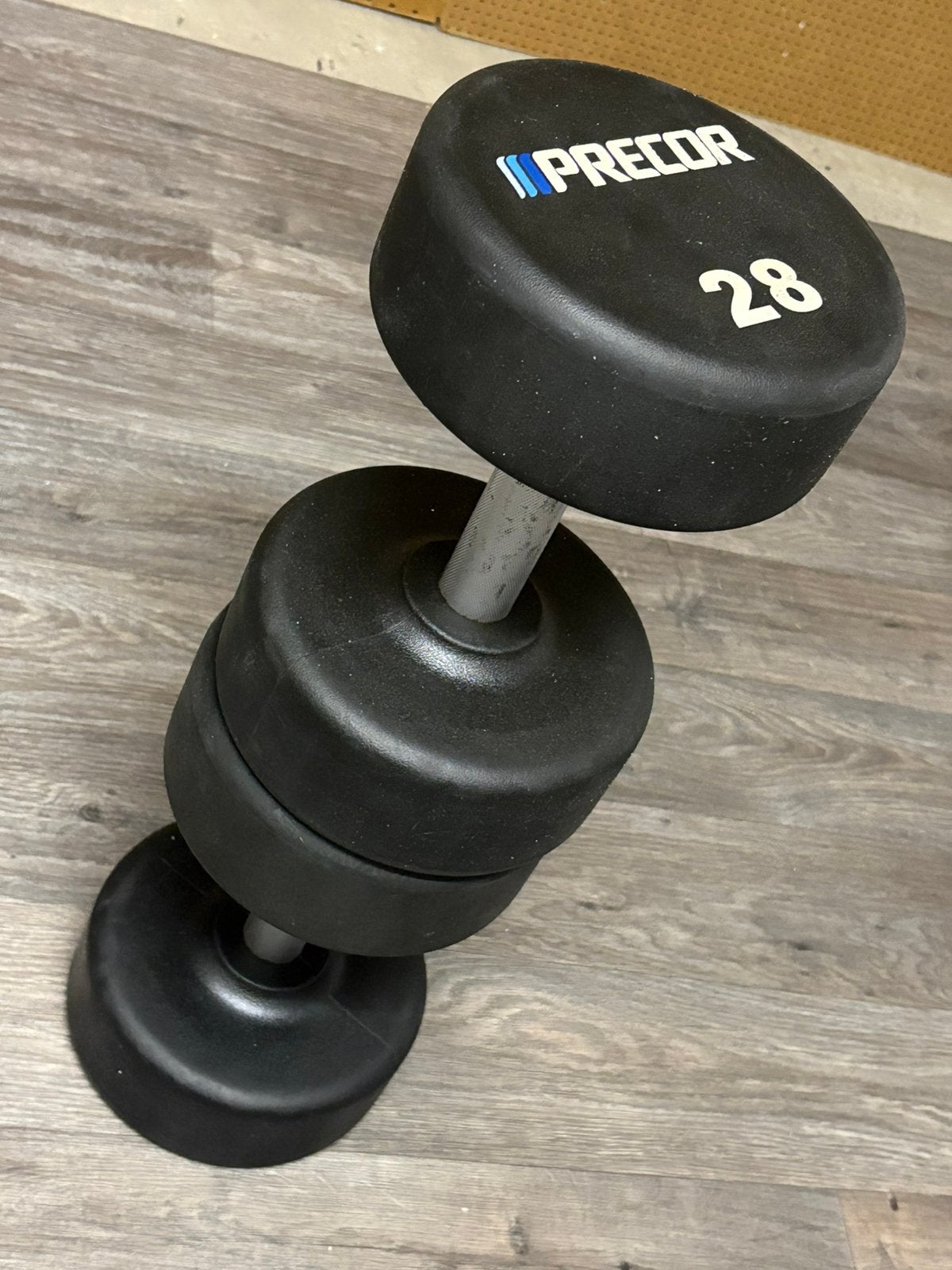 Set Top merk Precor 28kg dumbells,  totaal = 56kg., Sport en Fitness, Fitnessmaterialen, Zo goed als nieuw, Ophalen