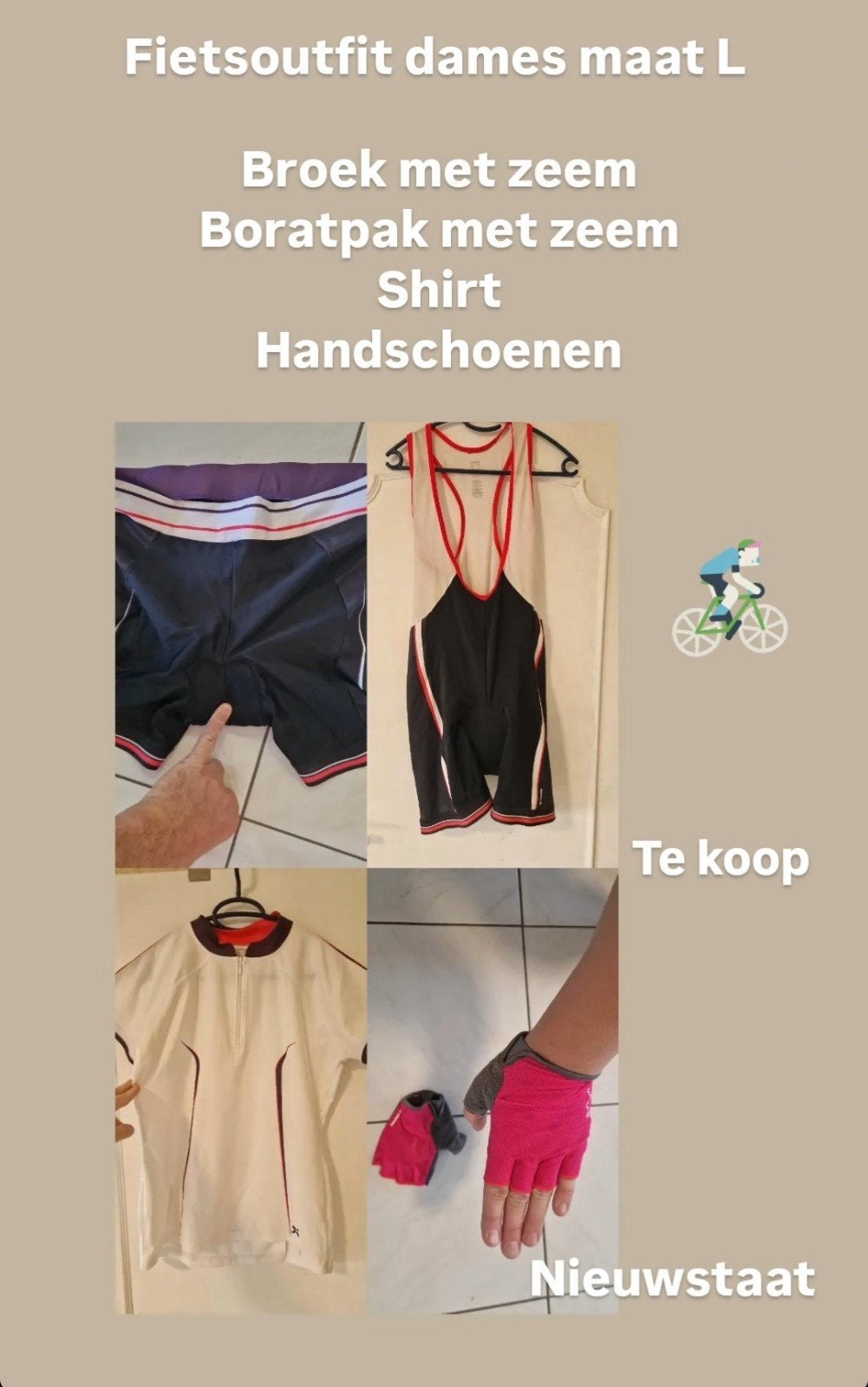 Fietsoutfit dames: broek met zeem, broek met bretels, shirt, Kleding | Dames, Sportkleding, Ophalen of Verzenden
