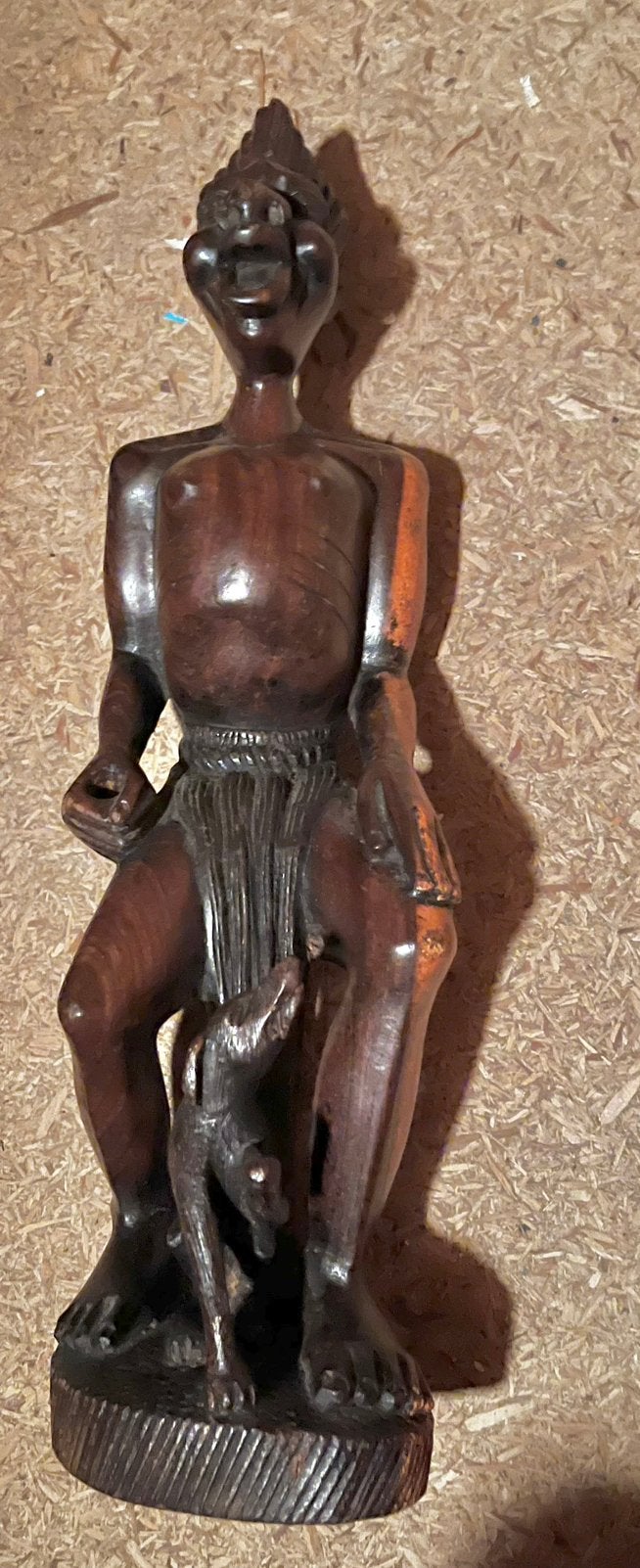 Zuid afrikaans beeld van neger met hond, Ophalen, Afrika, Hout, Beeld