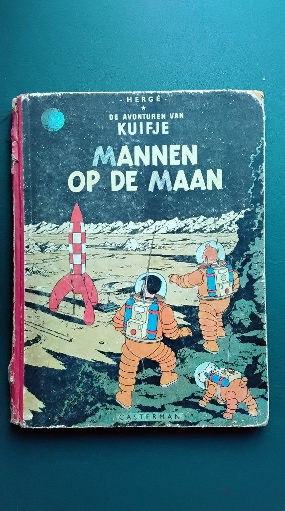 Mannen op de maan. Uit 1954, eerste druk, Gelezen, Eén stripboek, Ophalen of Verzenden, Hergé