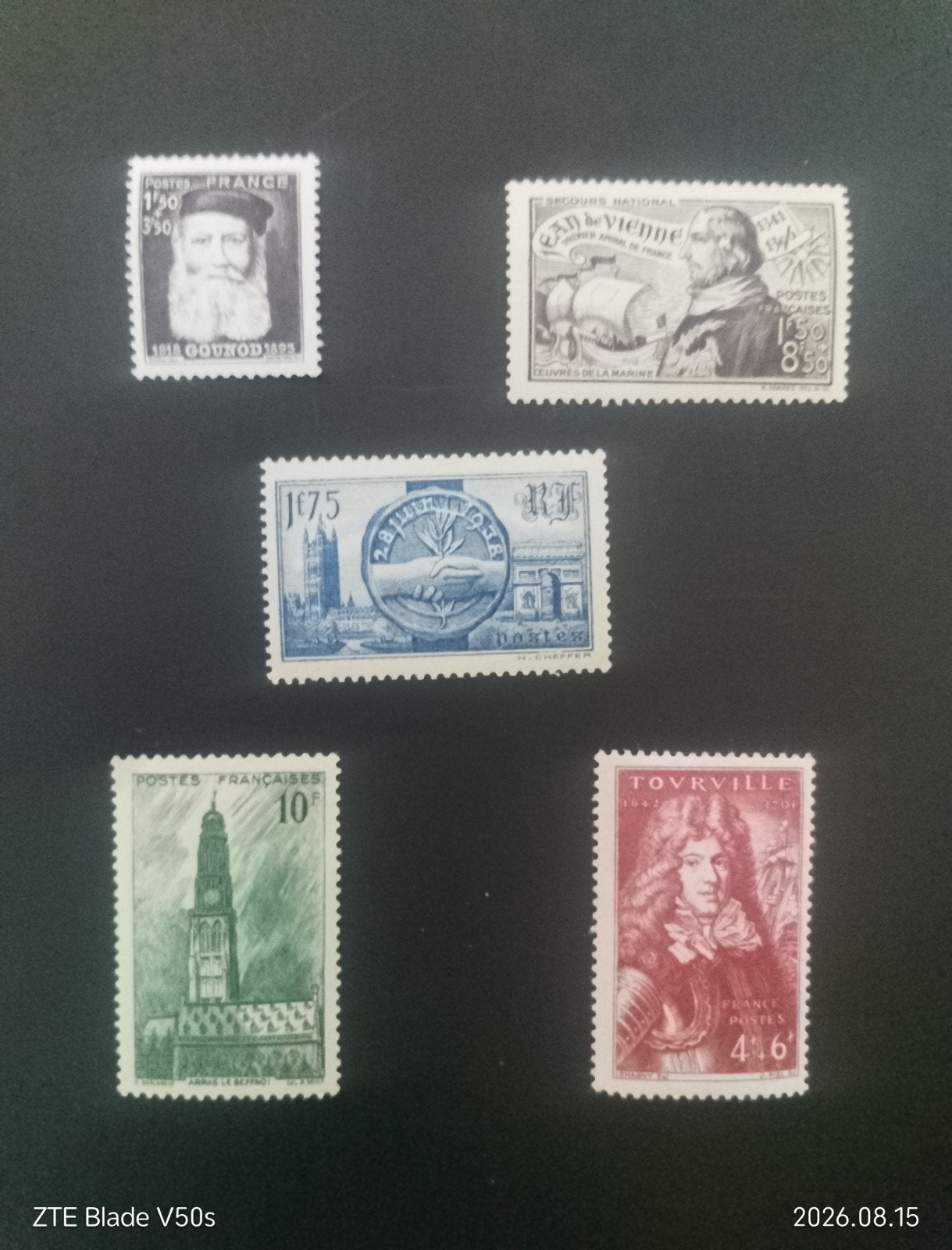 5 postzegels History france, Ophalen of Verzenden