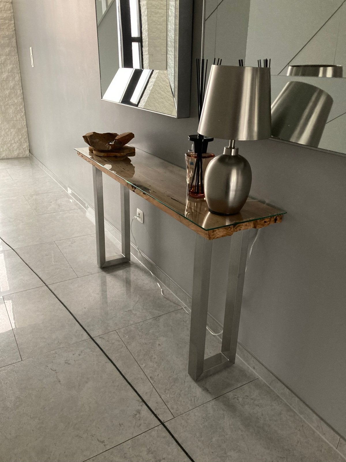 Teakhout console tafel, Huis en Inrichting, Tafels | Sidetables, Ophalen, Zo goed als nieuw, Teakhout