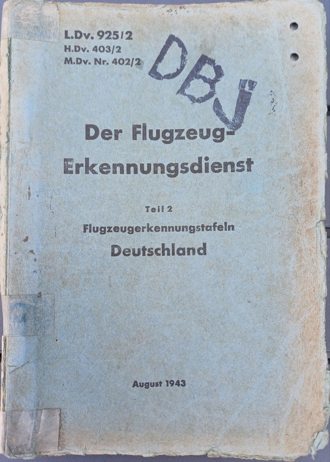 Duitse Luftwaffe Flugzeug Erkennungsdienst August 1943, Ophalen of Verzenden