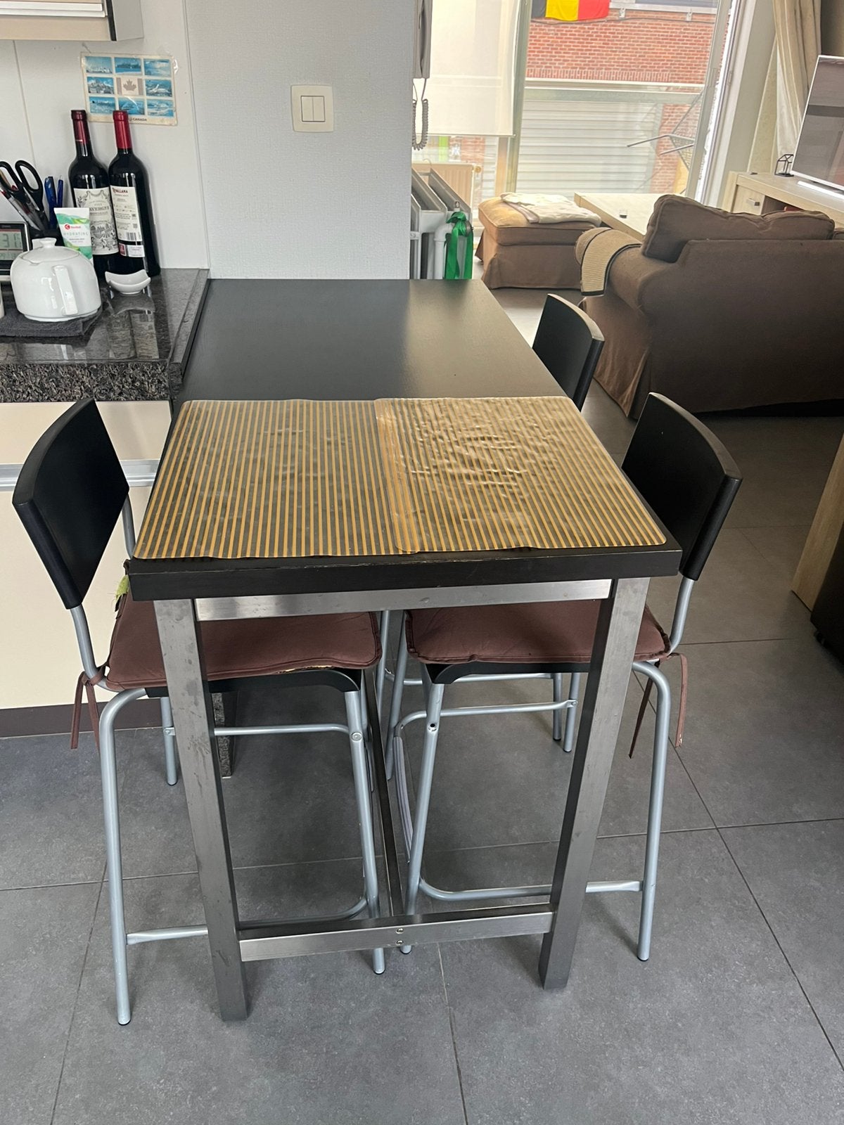 3 chaises hautes avec table haute, Maison & Meubles, Enlèvement, Utilisé
