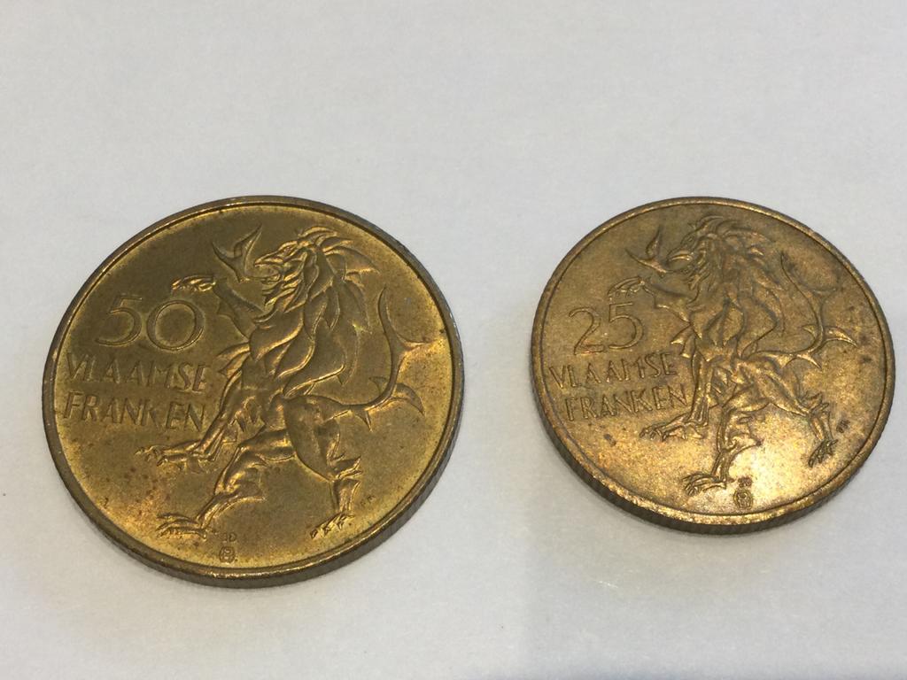 Lot de 50 et 25 francs flamands pour la Belgique, Enlèvement ou Envoi