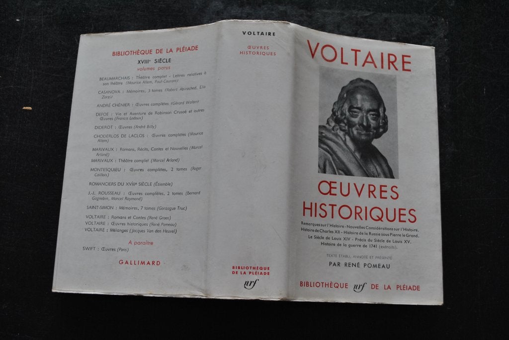 VOLTAIRE Oeuvres historiques Bibliothèque de La Pléiade 1957, Enlèvement ou Envoi, Utilisé, VOLTAIRE