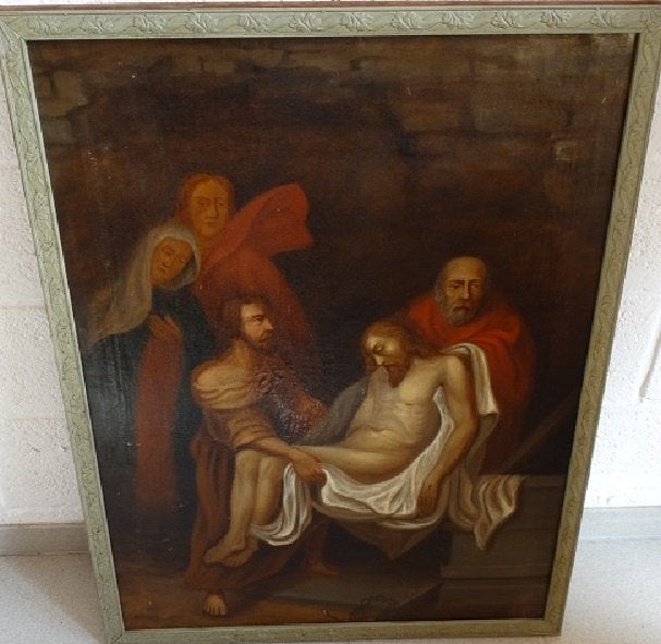 peinture religieuse du XIXe siècle., Antiquités & Art, Art | Peinture | Classique, Autres sujets, Peinture à l'huile, Signé, Enlèvement
