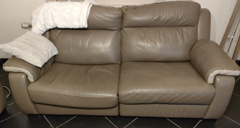 DIVAN 3 PLACES AVEC RELAX ELECTRIQUE, Moins de 75 cm, Enlèvement, Utilisé, Cuir