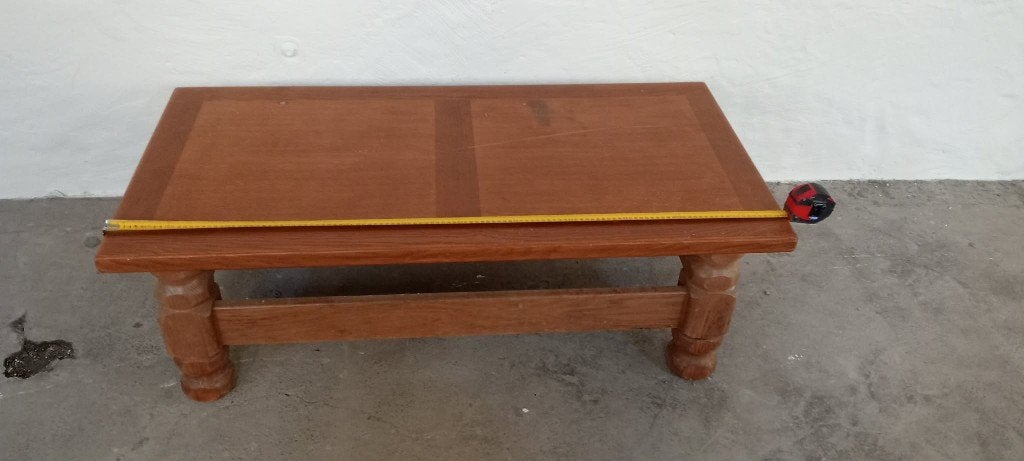 Vintage houten salontafel jaren 80 – gebruikt, te reinigen, Huis en Inrichting, Ophalen, 50 – 75, Gebruikt, 100 tot 150 cm