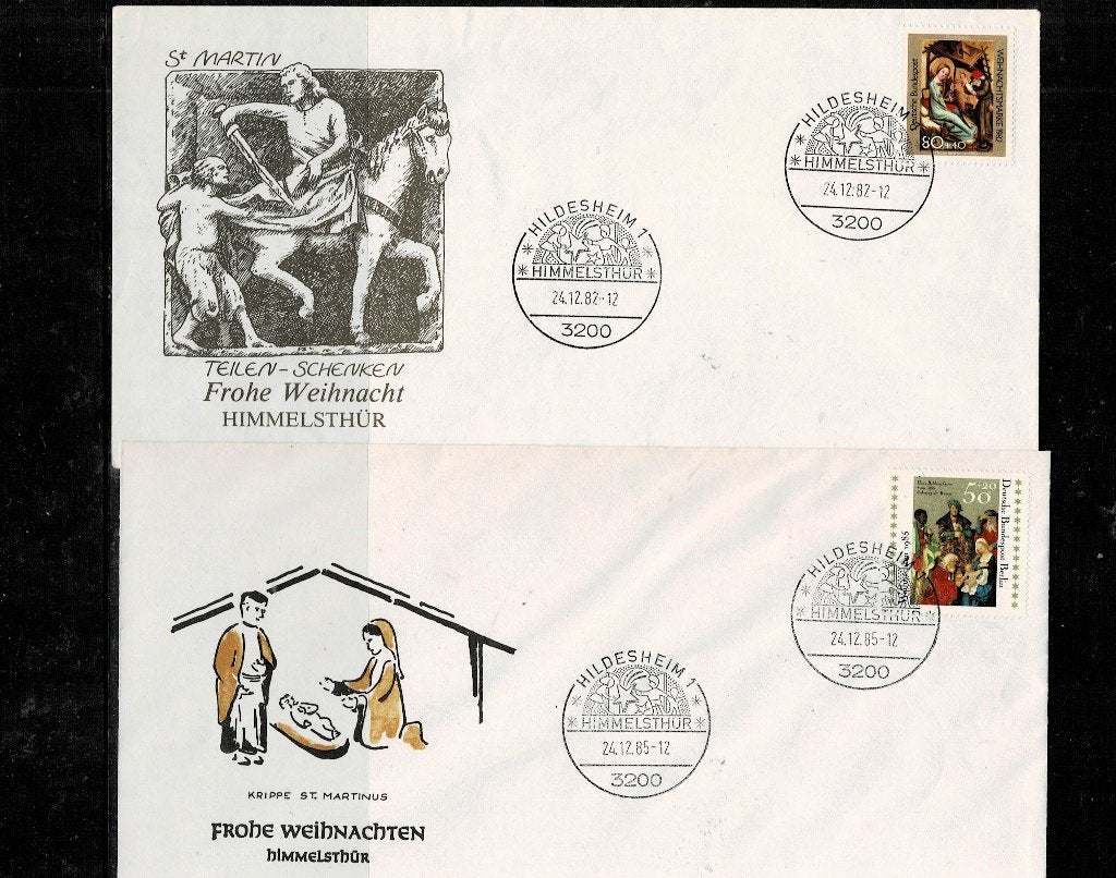 EUROPE ALLEMAGNE NOËL 2 FDC (PREMIER JOUR D'EMISSION) SCAN, Enlèvement