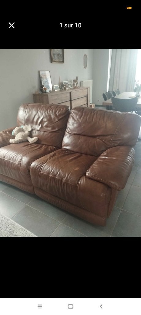 Siège Relax en cuir marron, 75 à 100 cm, Vintage, Enlèvement, Utilisé