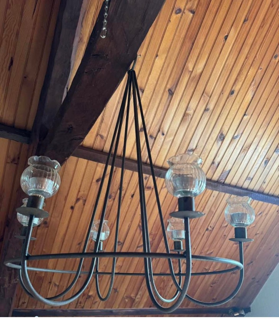 Luchter met kaarsen, Ophalen, Glas