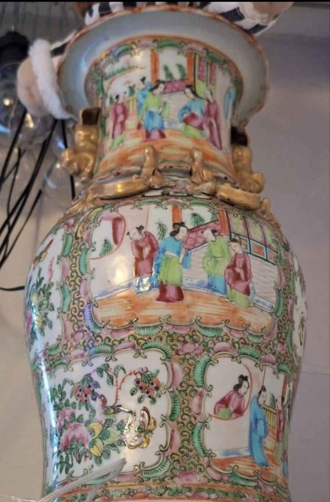 Vase ARTSINAL chinois canton XIXe siècle en très bon état, Antiquités & Art, Enlèvement