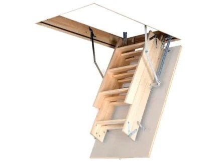 OptiStep zoldertrap 3-delig 120x70 cm hout met wit luik, Neuf, 2 à 4 mètres, Pliable ou rétractable/escamotable, Escalier