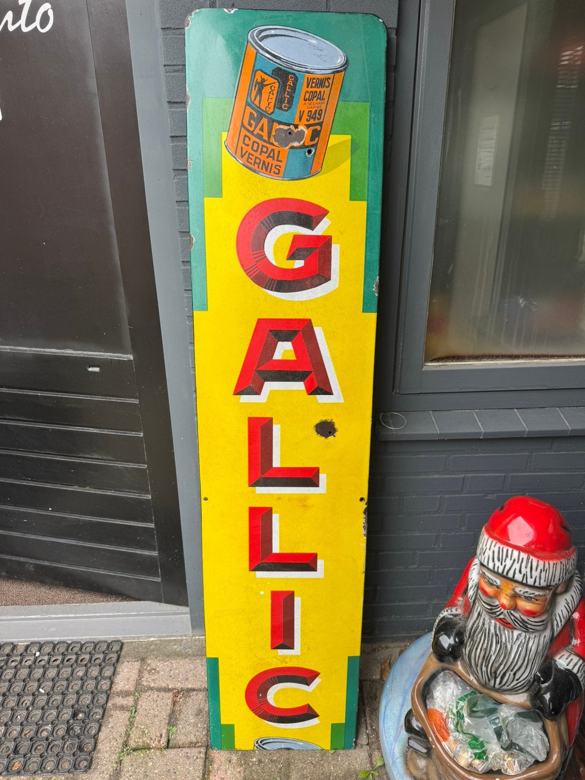 Gallic verf oud emaille reclamebord, Ophalen, Reclamebord, Gebruikt, .