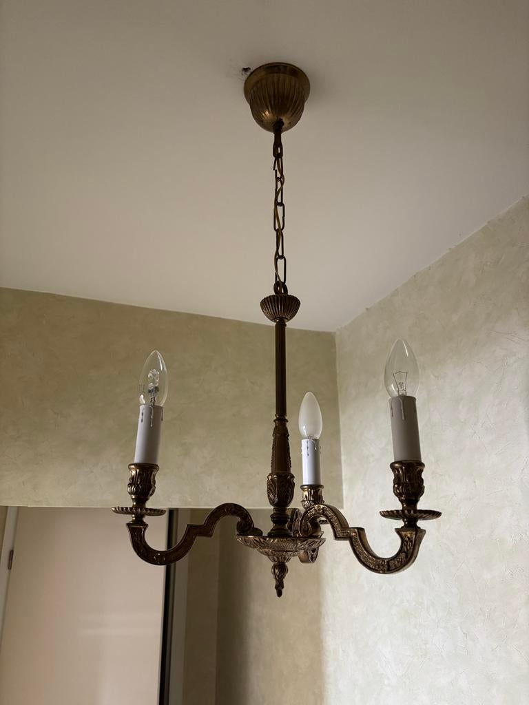 Vintage rococo hanglamp / kroonluchter, Huis en Inrichting, Lampen | Kroonluchters, Ophalen, Metaal