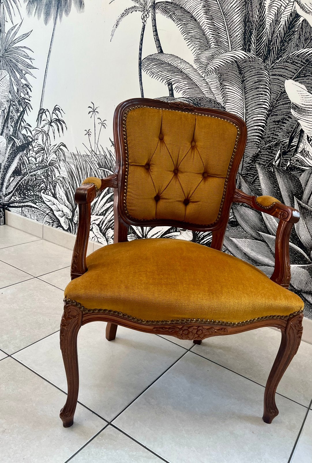 Fauteuil style Louis XV vintage 1970’s, Antiquités & Art, Enlèvement